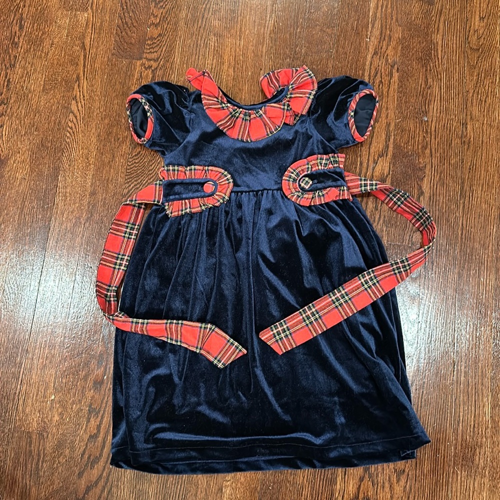Smockingbird Kids Navy Christmas Dress Size 5